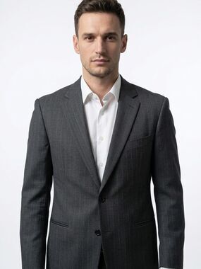 ARMANI COLLEZIONI | Charcoal Pinstripe Suit Blazer 100% Wool Men’s Size 44R